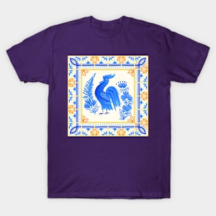 Blue painting with French folk cock. T-Shirt